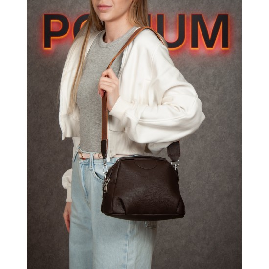 Жіноча сумочка з натуральної шкіри ALEX RAI 99125 кавовий