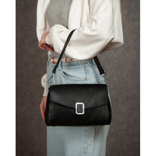 Жіноча сумочка з натуральної шкіри ALEX RAI 93055 чорний