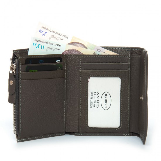 Женский кожаный кошелек dr.Bond Classic WS-3 серый