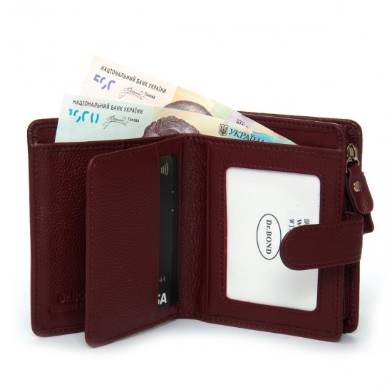 Женский кожаный кошелек dr.Bond Classic WS-32 бордовый Женский кожаный кошелек dr.Bond Classic WS-32 бордовый