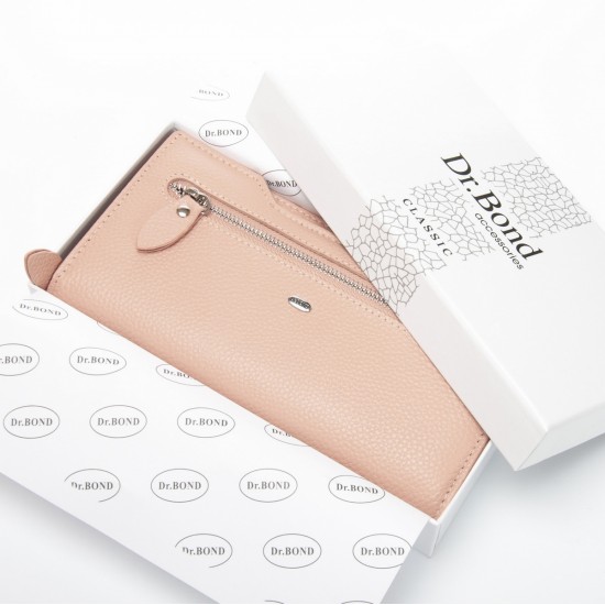 Жіночий шкіряний гаманець dr.Bond Classic WMB-2M пудра