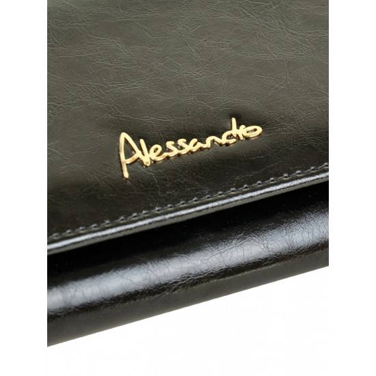 Жіночий шкіряний гаманець ALESSANDRO PAOLI W1-V чорний