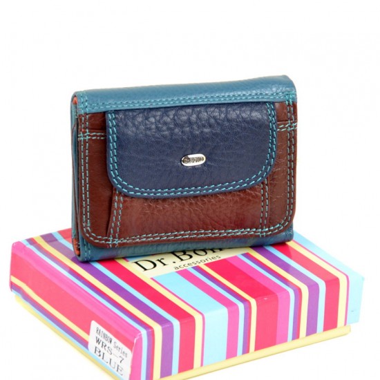 Жіночий шкіряний гаманець dr.Bond Rainbow WRS-7 синій