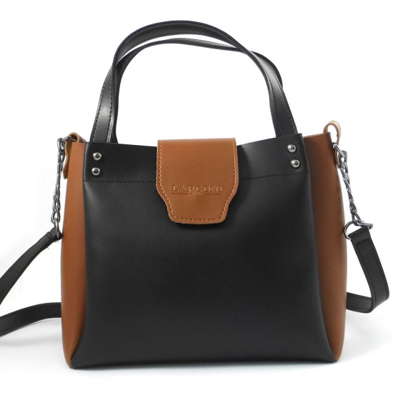 Жіноча модельна сумка LARGONI 1742A чорний + рудий 