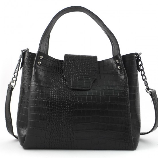 Женская модельная сумка LARGONI 1742A черный крокодил 