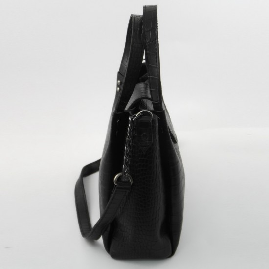 Жіноча модельна сумка LARGONI 1742A чорний крокодил 