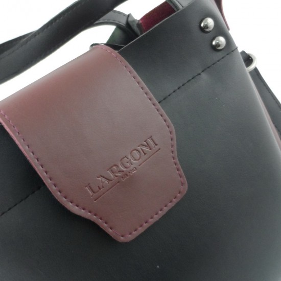 Женская модельная сумка LARGONI 1742A черный + бордо 