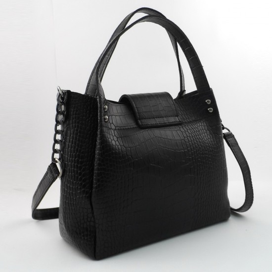 Жіноча модельна сумка LARGONI 1742A чорний крокодил 